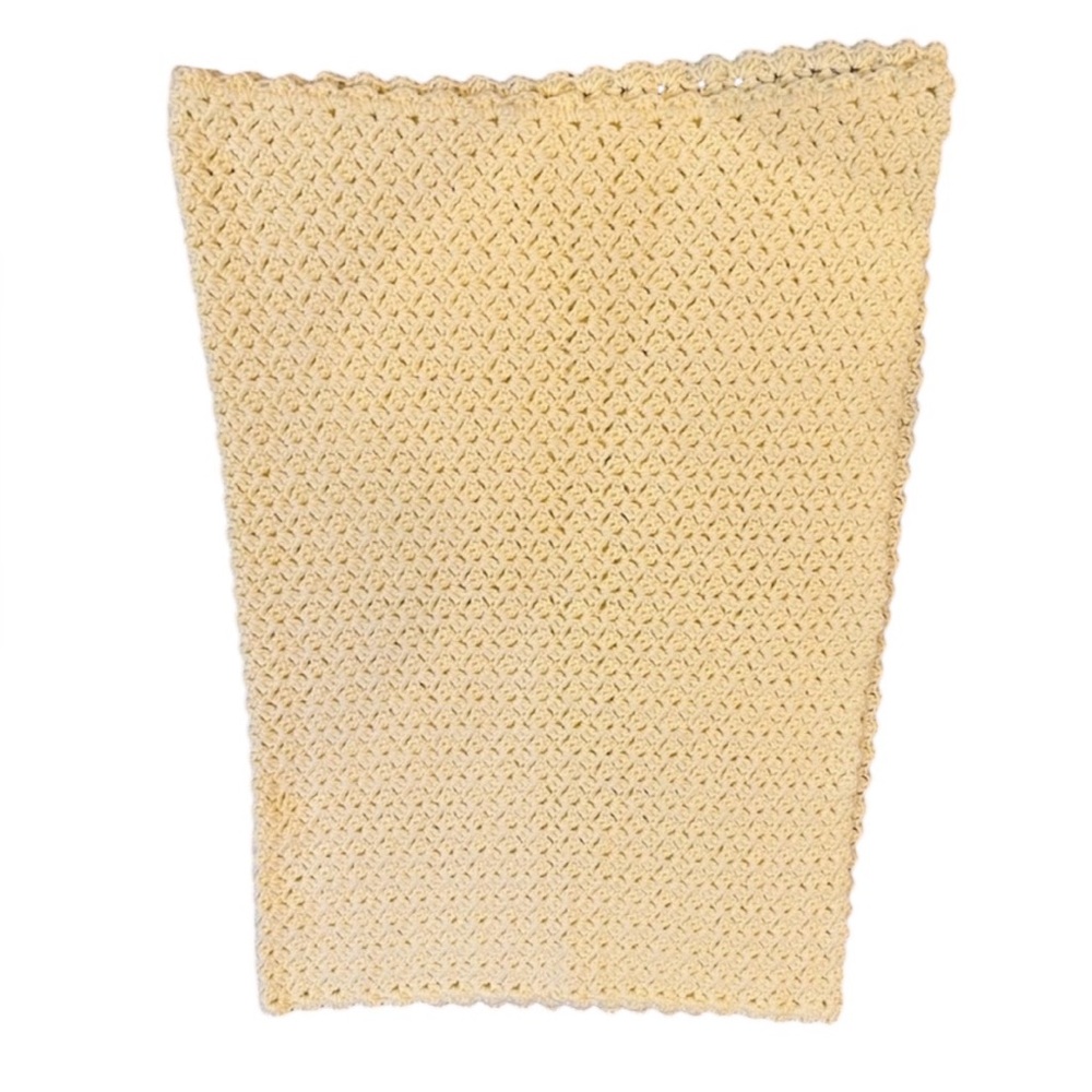 Hand Crocheted Yellow Baby Blanket. 44” X 33”